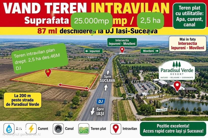 Teren de 25000 mp, în Movileni