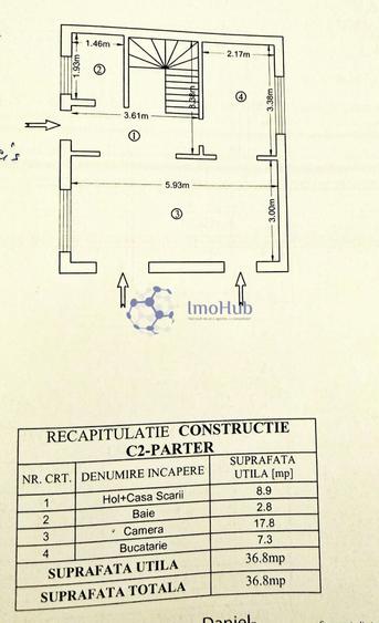Casă individuală cu 4 camere cu Canalizare în Hlincea