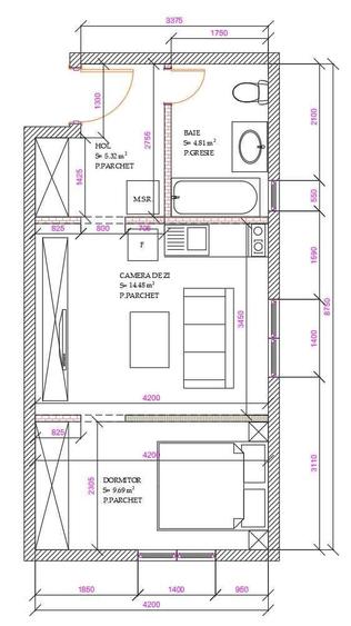 Apartament cu 2 camere semidecomandat în Central