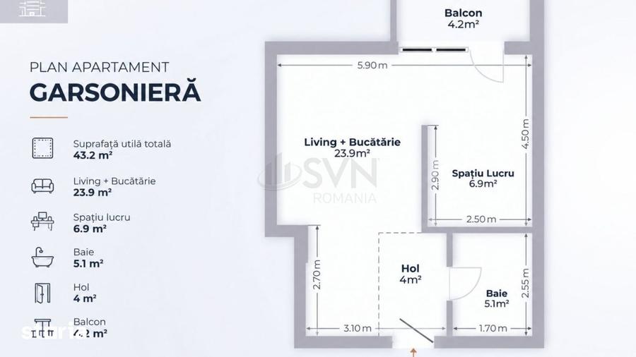 Apartament cu 2 camere în Central