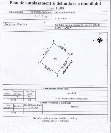 Teren Construcții intravilan de 315 mp, în Viile Noi