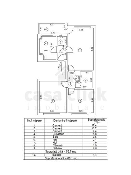 Apartament cu 3 camere în Port