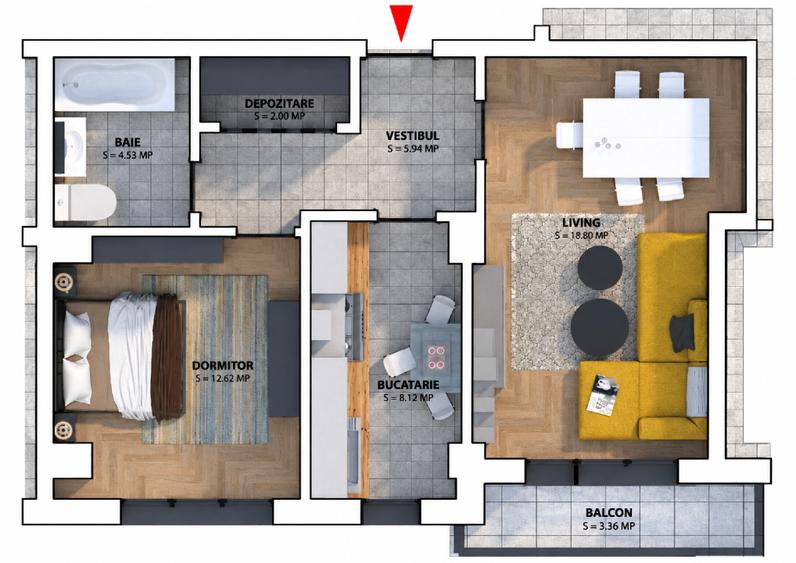 Apartament cu 2 camere decomandat în 1 Mai
