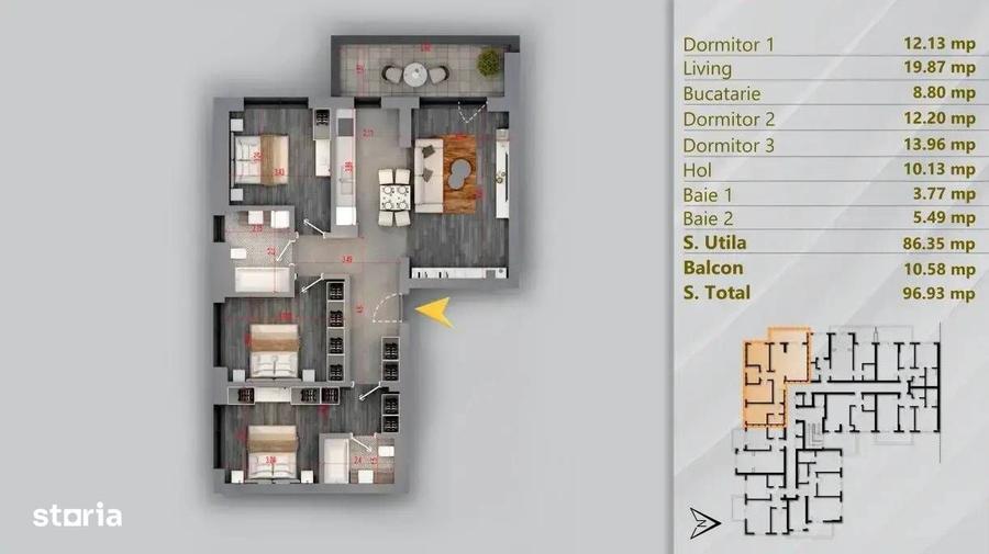 Apartament cu 4 camere în Theodor Pallady