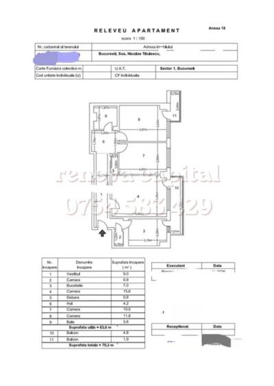 Apartament cu 3 camere decomandat în Gara de Nord