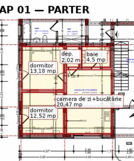 Apartament cu 3 camere semidecomandat în Central
