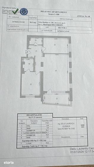 Apartament cu 3 camere în Decebal