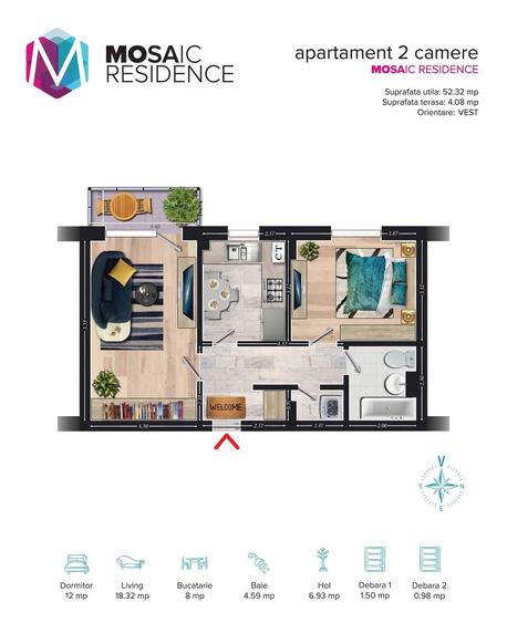 Apartament cu 2 camere decomandat în Tractorul