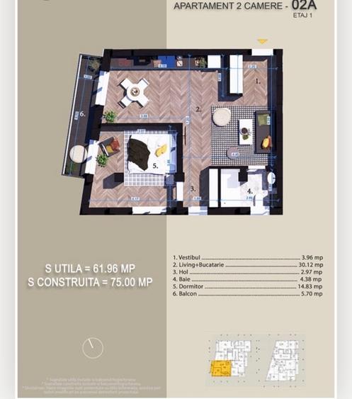 Apartament cu 2 camere semidecomandat în Theodor Pallady