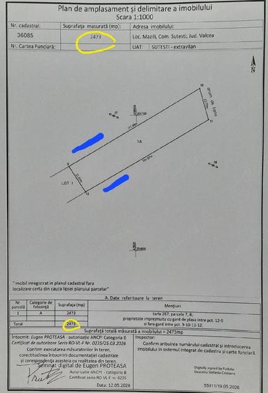 Teren de 800 mp, în Măzili