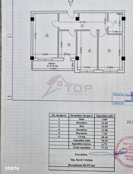 Apartament cu 3 camere decomandat în Miroslava