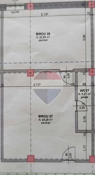Birou, de 40 mp, în Central