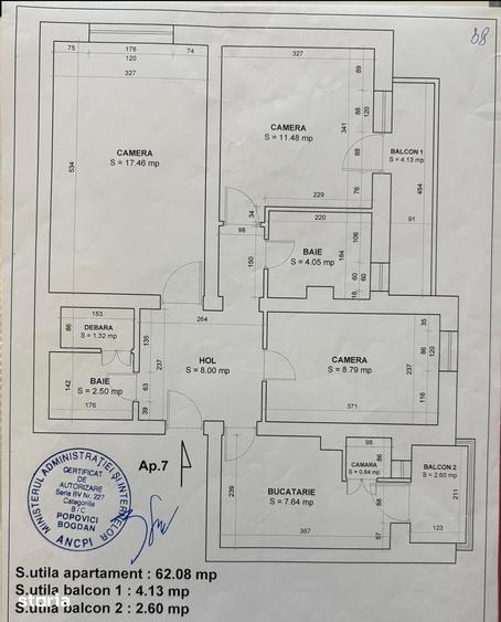 Apartament cu 3 camere decomandat în Valea Cetății