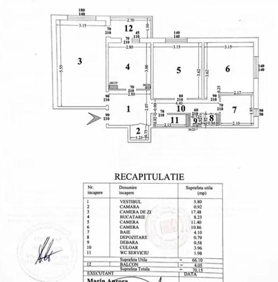 Apartament cu 3 camere decomandat în Chișinau