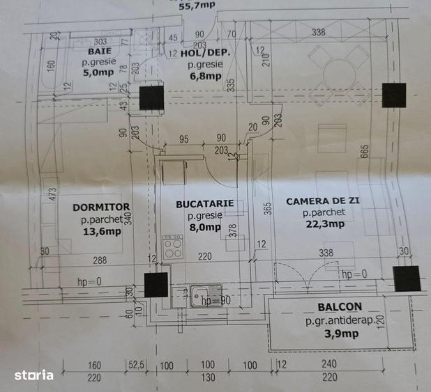 Apartament cu 2 camere decomandat, mobilat în Bartolomeu