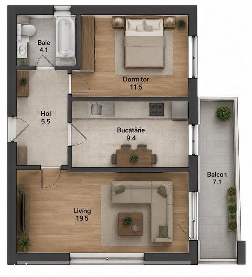 Apartament cu 2 camere decomandat în Metalurgiei