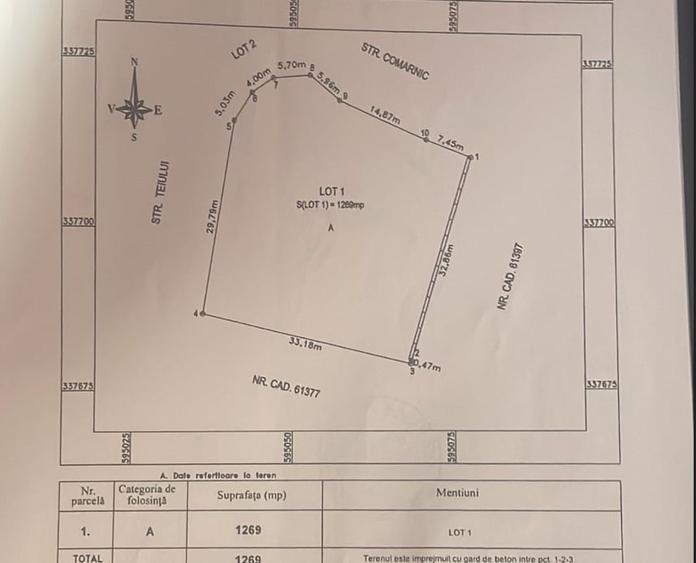Teren Construcții intravilan de 1269 mp, în Ștefăneștii de Jos