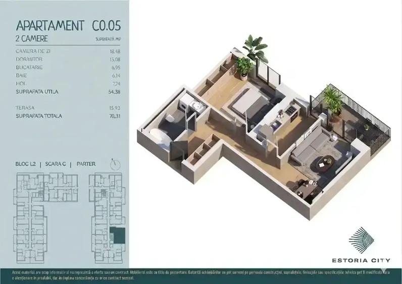Apartament cu 2 camere decomandat în Theodor Pallady