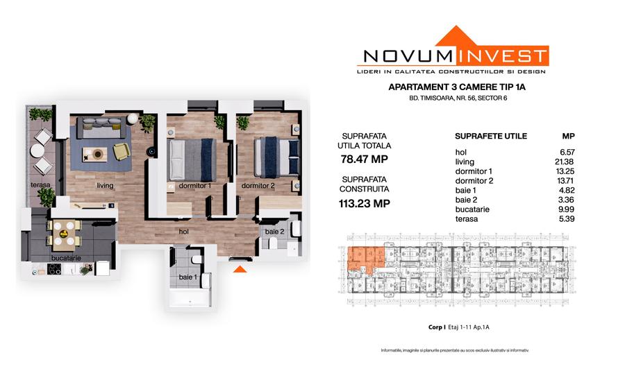 Apartament cu 3 camere decomandat în Timișoara