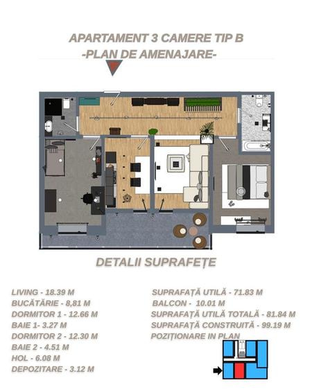 0% Comision | 3 Camere | Direct de la Dezvoltator | Faleza Dunarii - 25
