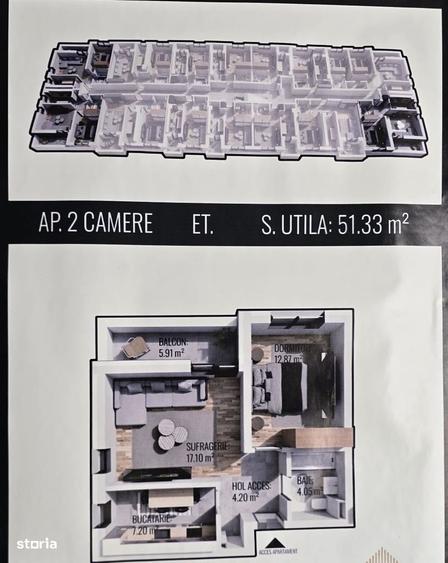 Apartament cu 2 camere în Dudu