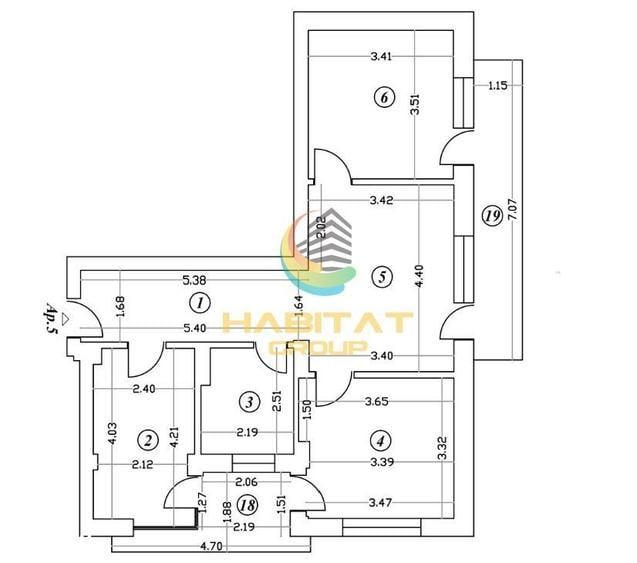 Apartament cu 3 camere în Central