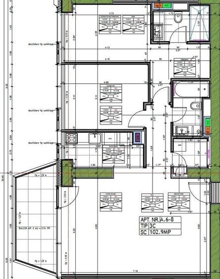 Apartament cu 3 camere decomandat, mobilat în Barbu Văcărescu