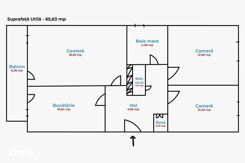 Apartament cu 3 camere decomandat în Piața Centrală