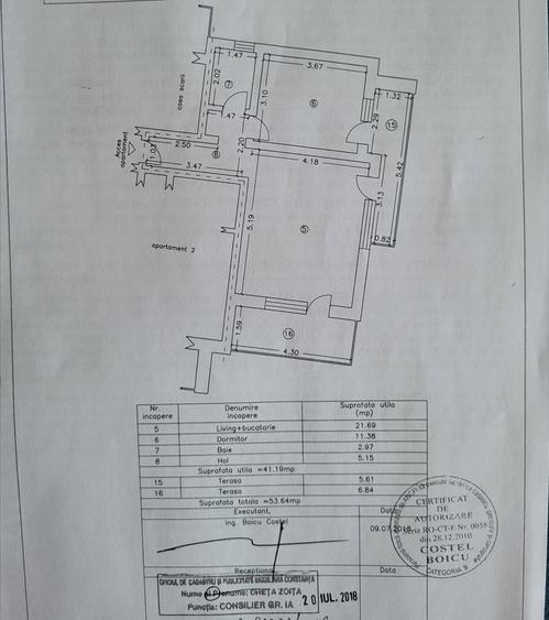 Apartament cu 2 camere semidecomandat în Exterior Est