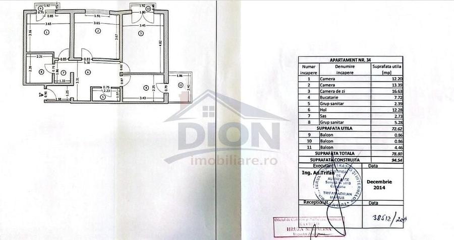 Apartament cu 3 camere decomandat în Central