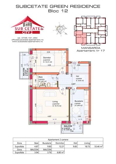Apartament cu 2 camere în Sânpetru