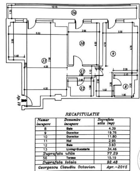 Apartament cu 3 camere semidecomandat în Băneasa