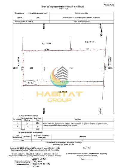 Teren Construcții intravilan de 355 mp, în Central