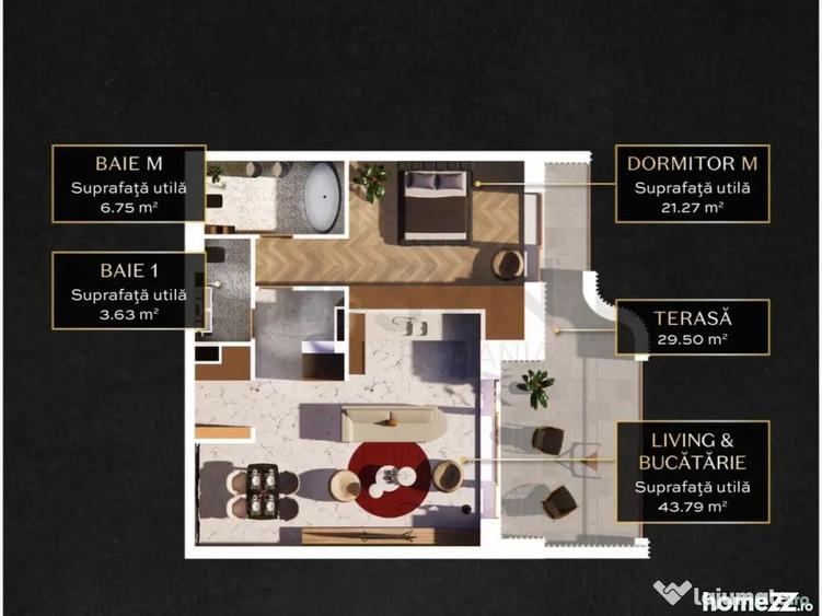 Apartament cu 2 camere semidecomandat în Pipera