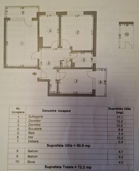 Apartament cu 3 camere decomandat, mobilat în Tomis Nord