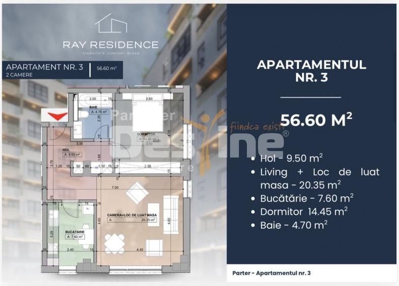 Apartament cu 2 camere decomandat în Cornitoiu