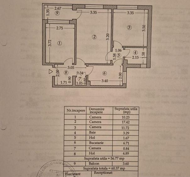 Apartament cu 3 camere decomandat în Central