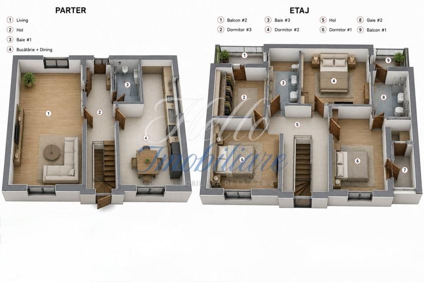 Triplex 4 camere 112.7 mp si teren 256 mp in Floresti zona Terra - 9