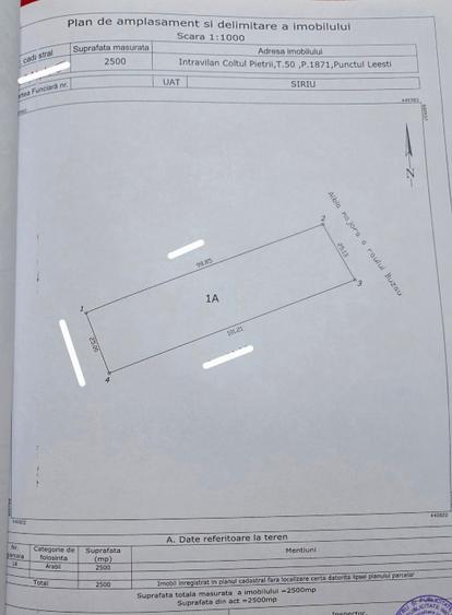 Teren Construcții intravilan de 2500 mp, în Siriu