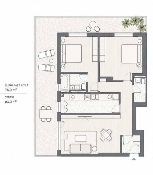 Apartament cu 3 camere decomandat în Tudor Vladimirescu
