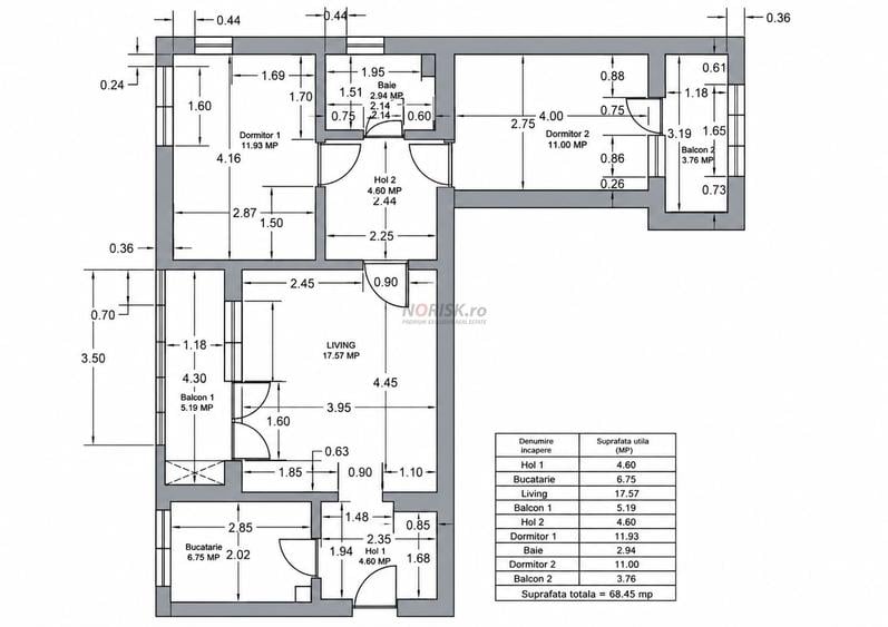 Apartament cu 3 camere semidecomandat în Berceni