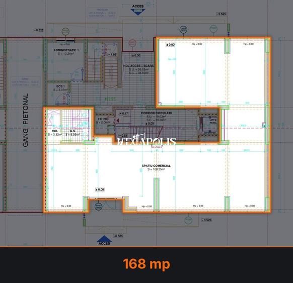 Spațiu comercial, de 168 mp, în Noua