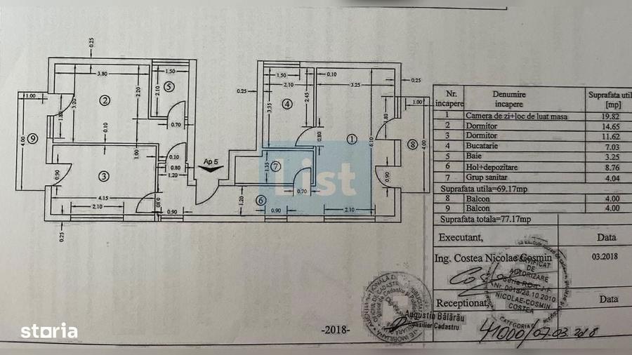 Apartament cu 3 camere decomandat în Borhanci