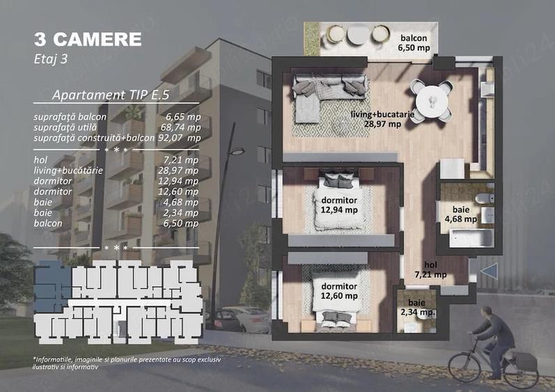 In Bucure?ti-Berceni.ap.3cam,75mp, decom.et.4 5,bloc nou ?i studiou 45mp - 3