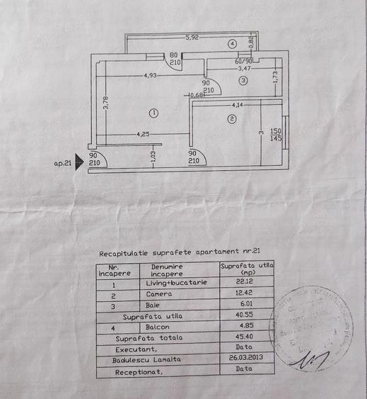 Apartament cu 2 camere semidecomandat în Central