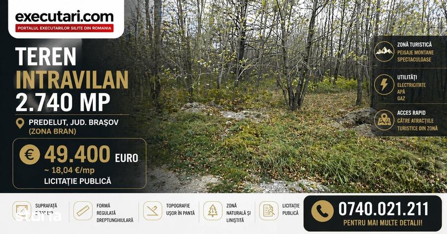 Teren de 2740 mp, în Bran