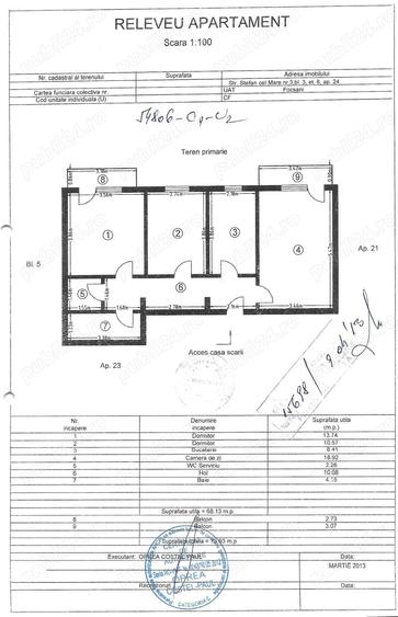 Apartament cu 3 camere decomandat în Central