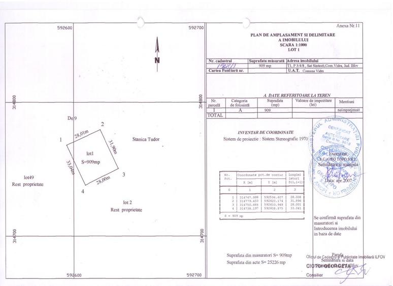 Teren de vanzare 909 mp in Com. Berceni, Str. Miorita - 4