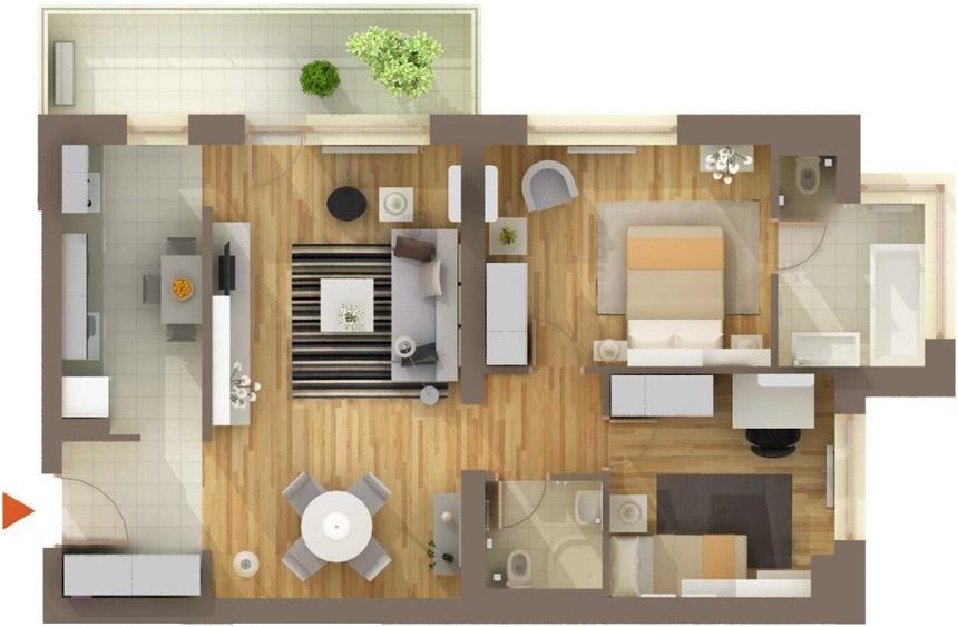 Apartament cu 3 camere semidecomandat, mobilat în Băneasa