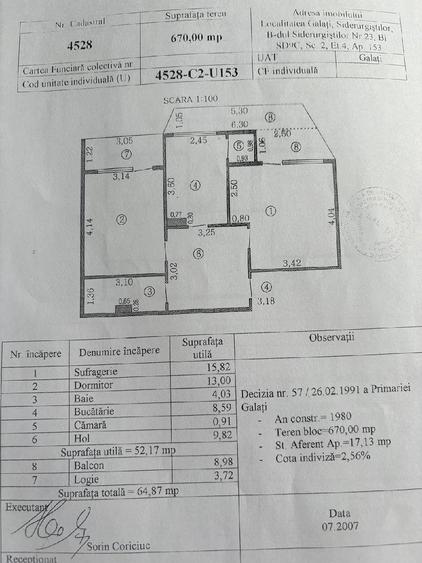 Apartament cu 2 camere decomandat în Siderurgiștilor
